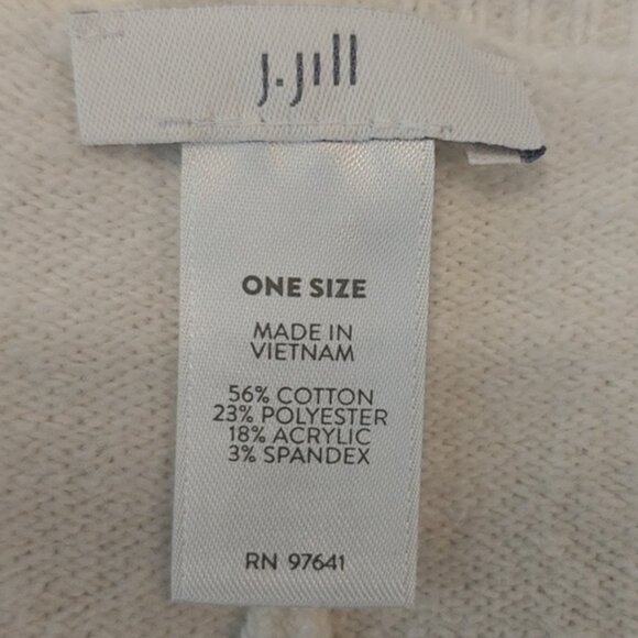 J. Jill Sweater Knit Cape Poncho White & Navy-Blue Stripe - Picture 5 of 5